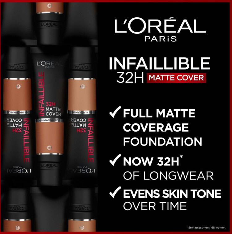 کرم پودر ۳۲ ساعته مات کاور اینفایٔیبل لورآل شماره 145