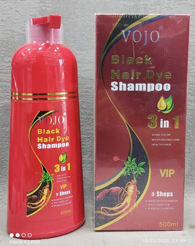 شامپو رنگ گیاهی مشکی طبیعی برند وجو vojo سه کاره اصلی