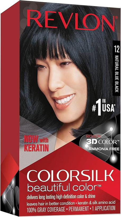 کیت رنگ موی بدون آمونیاک رولون شماره12 مشکی طبیعی Revlon Colorsilk